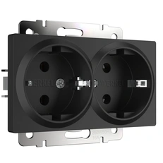 Изображение Розетка двойная с заземлением (черный матовый) W1172008